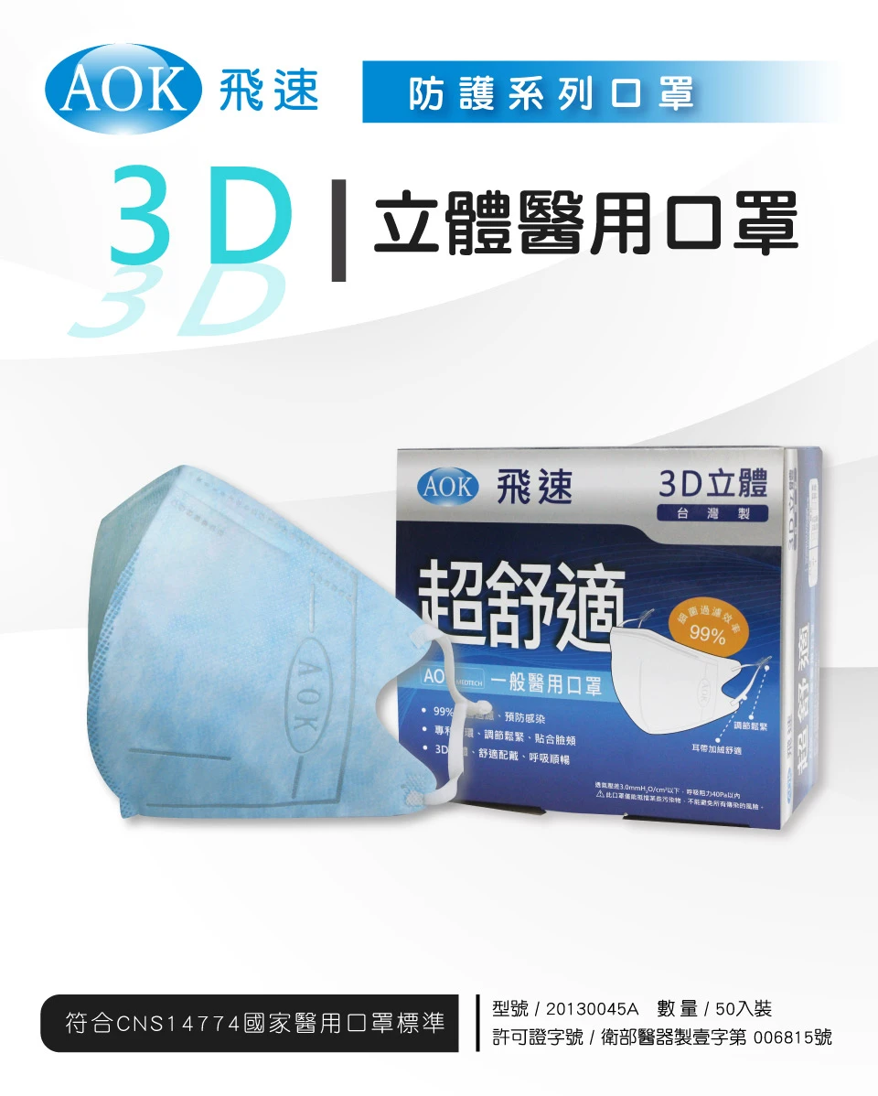 AOK_3D醫療口罩_藍